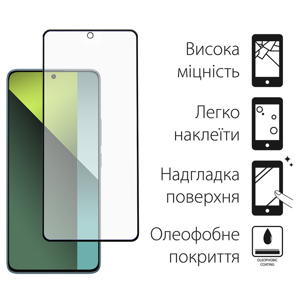 Скло захисне Dengos Full Glue Xiaomi Redmi Note 13 4G (black) (TGFG-346) - зображення 2
