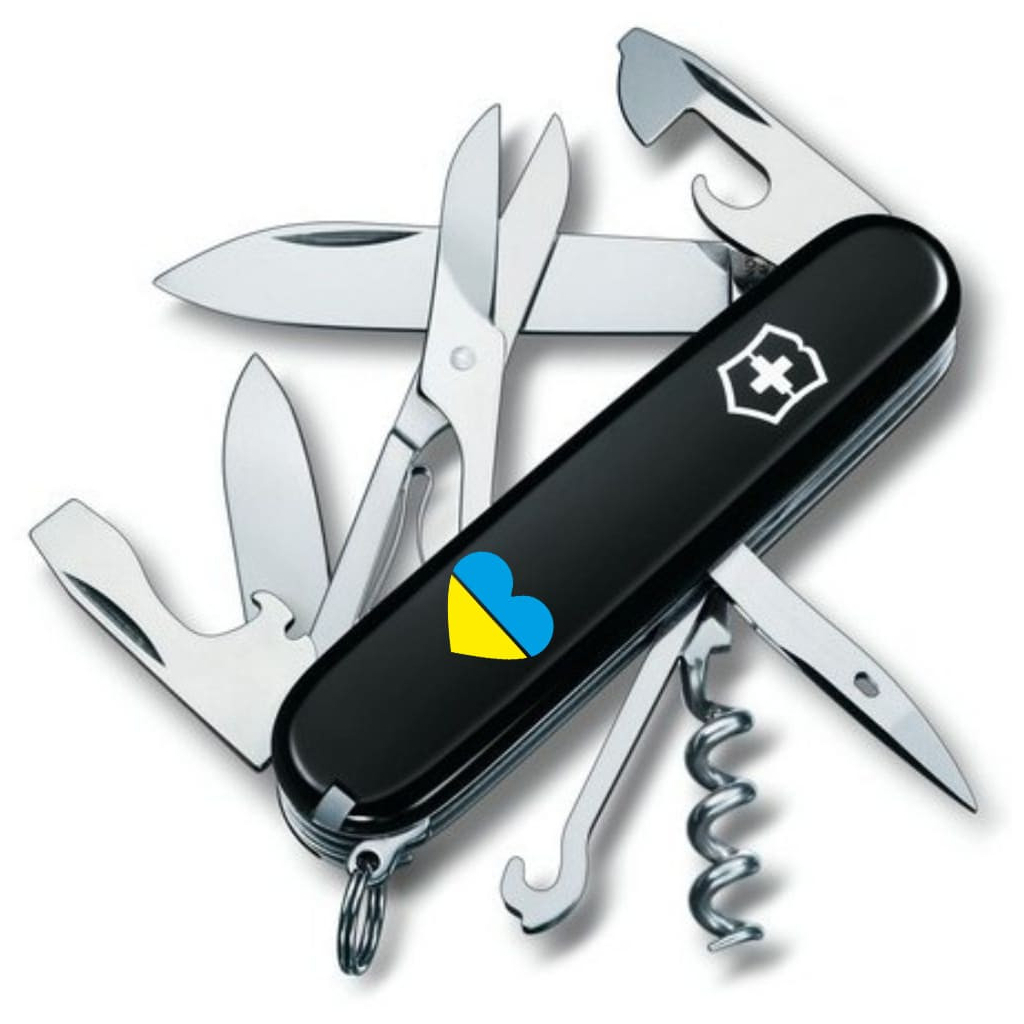 Ніж Victorinox Climber Ukraine Black "Серце жовто-блакитне" (1.3703.3_T1090u) - зображення 1