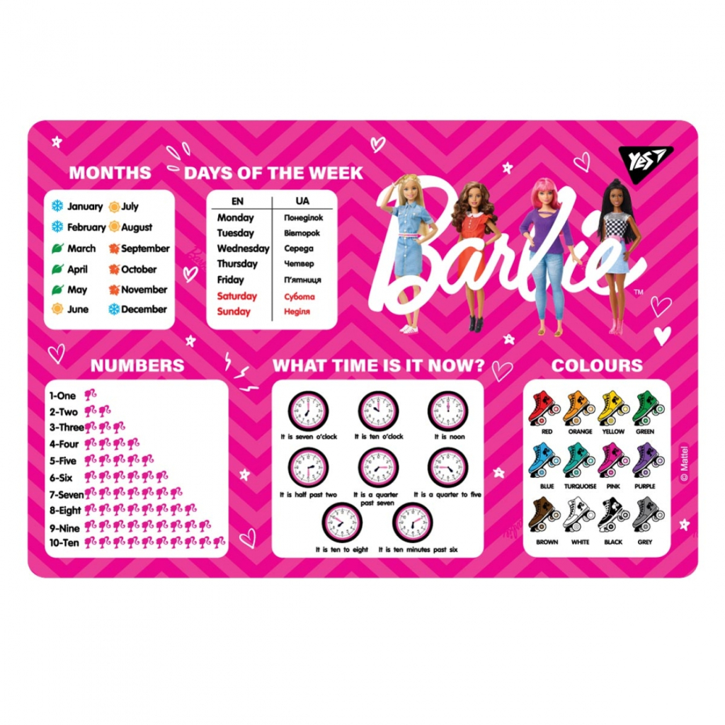 Підкладка настільна Yes Barbie англійська (492056) - изображение 1