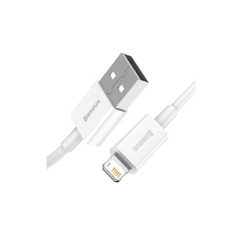 Дата кабель USB 2.0 AM to Lightning 0.25m Superior Fast Charging 2.4A white Baseus (CALYS-02) - зображення 5