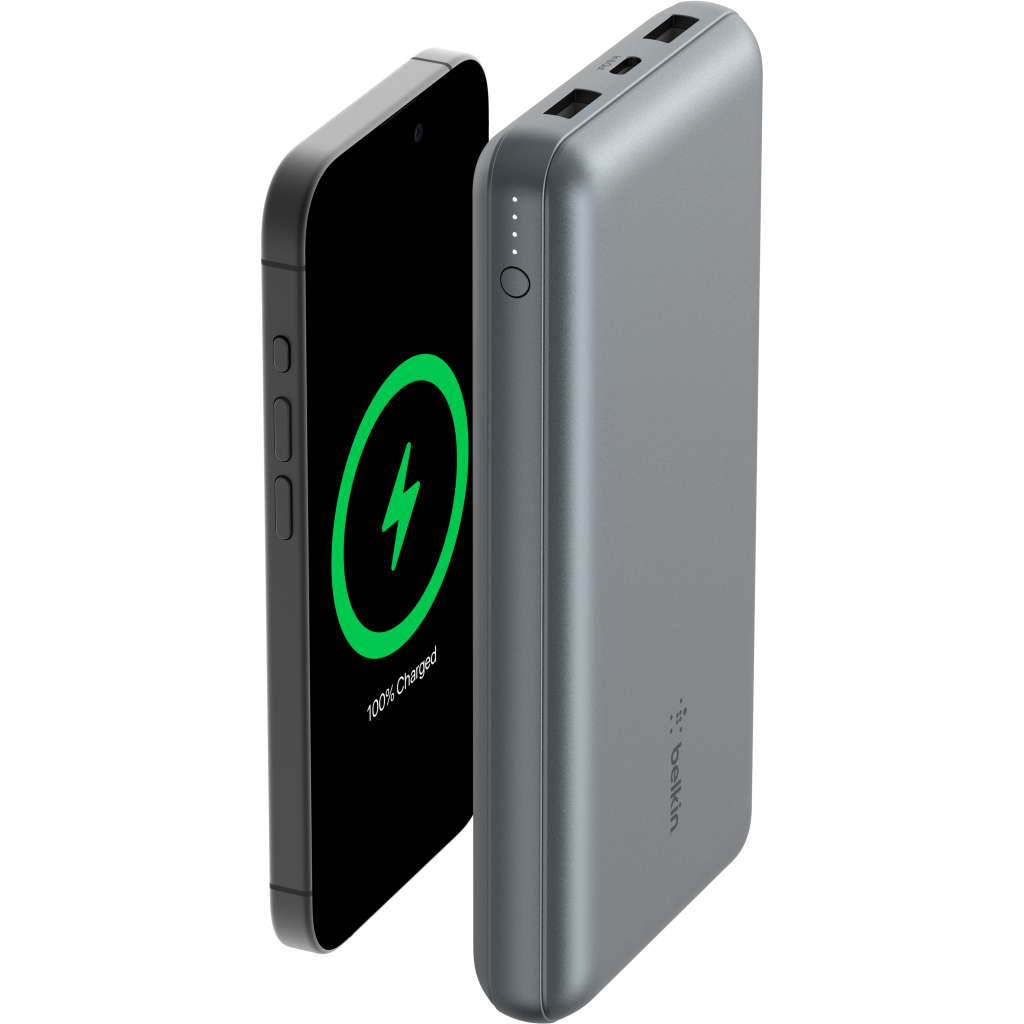 Батарея універсальна Belkin 10000mAh 15W 2xUSB-A, USB-C Gray (BPB011BTGY) - зображення 7
