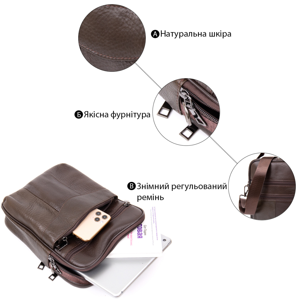 Сумка Vintage Коричнева (20394) - зображення 4