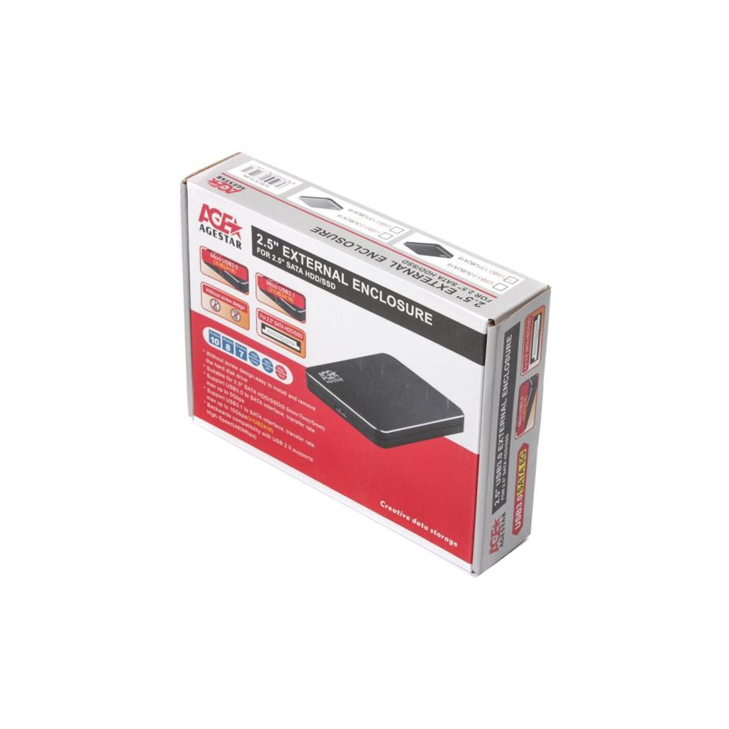 Кишеня зовнішня AgeStar 2.5", USB3.1, черный (31UB2A18 (Black)) - зображення 4