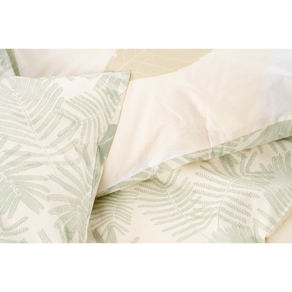 Постільна білизна Ardesto Gloria сатин листя зелений полуторний 160х220 (ART1622GY) - зображення 12