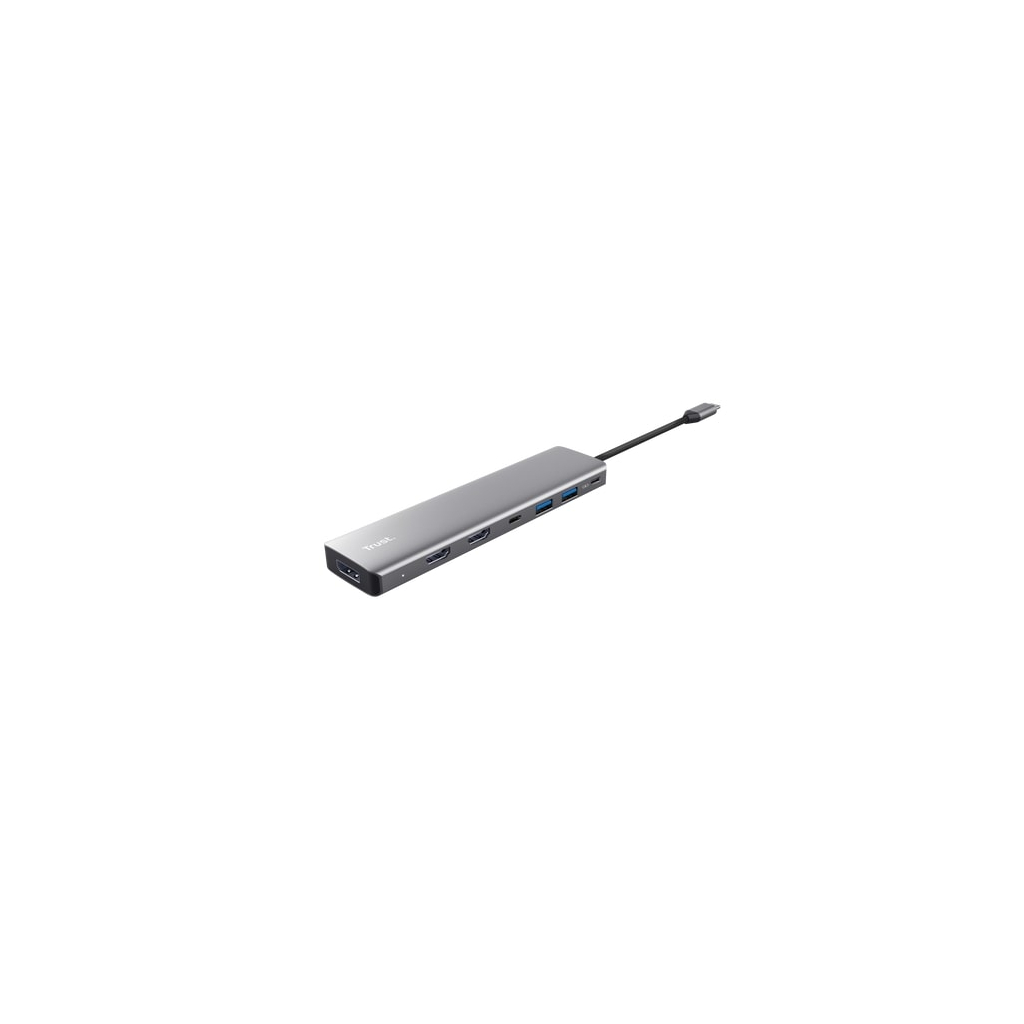 Концентратор Trust USB-C 7-in1 2xUSB-А 3.2/2xUSB-С/2xHDMI/DP aluminiu 0.16m grey (25661_TRUST) - зображення 3