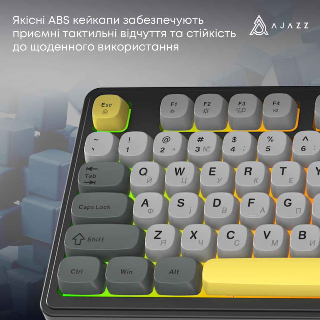 Клавіатура Ajazz AF98 USB UA Black/Grey/Yellow (AF98-BGY) - зображення 11
