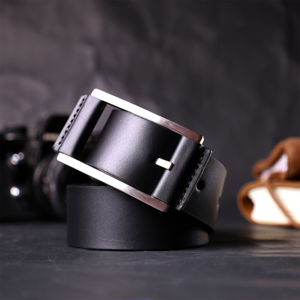 Ремінь Grande Pelle Шкіряний брючний з квадратною пряжкою Чорний (11679) - зображення 10