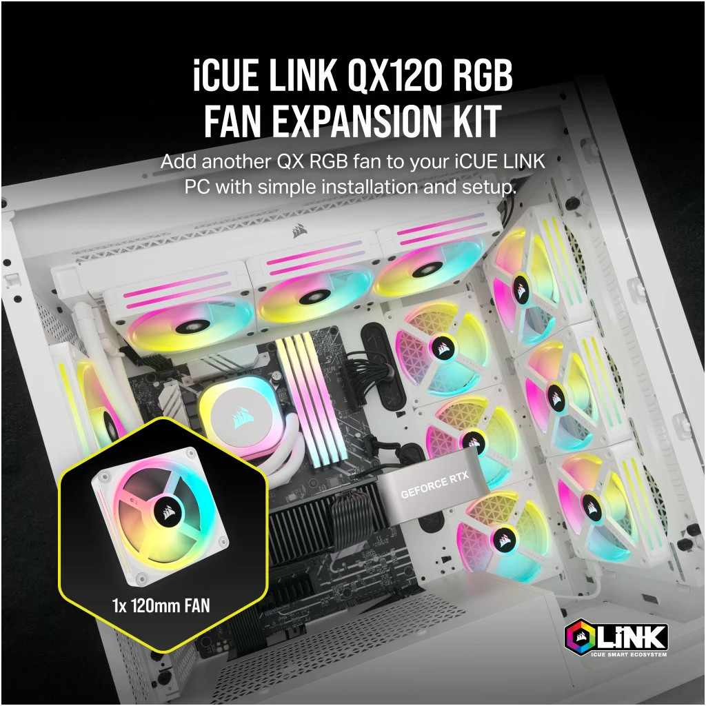 Кулер до корпусу Corsair iCUE Link QX120 RGB PWM White (CO-9051005-WW) - зображення 11