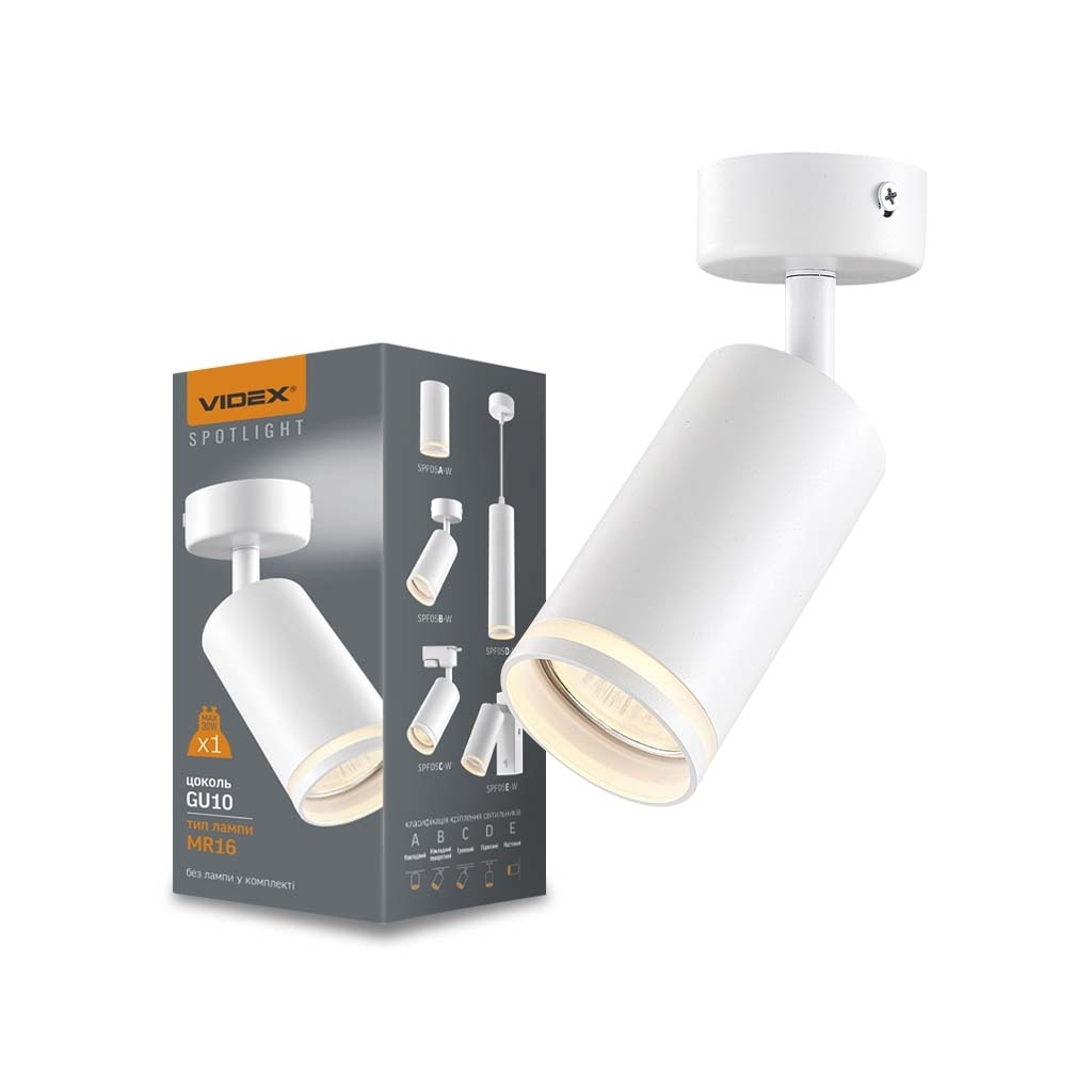 Світильник точковий Videx під лампу GU10 SPF05B накладний поворотний біли (VL-SPF05B-W) - изображение 3