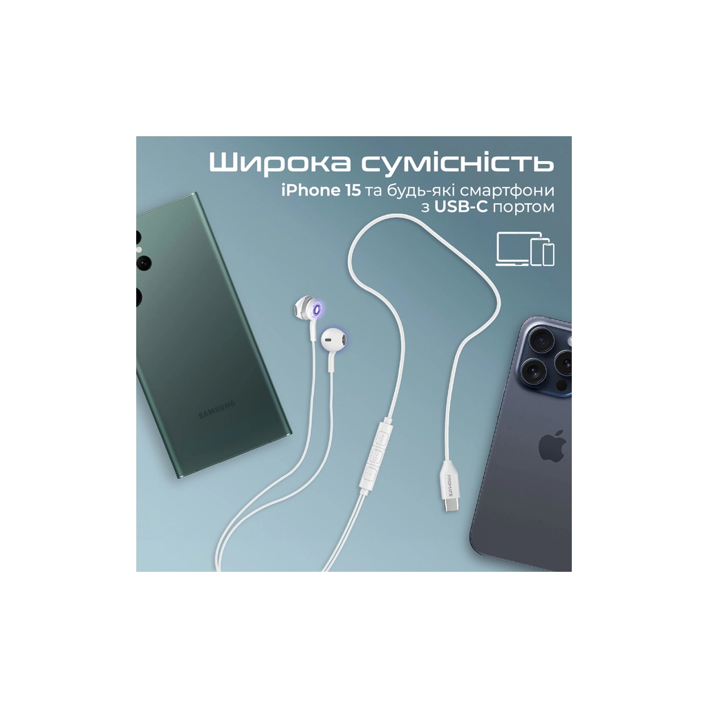 Навушники Promate LumiBuds-C Silver (lumibuds-c.silver) - зображення 9