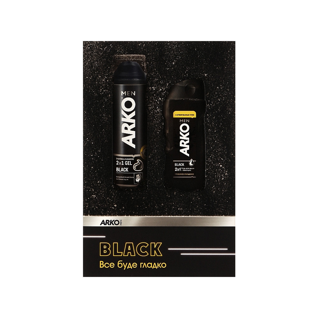 Набір косметики ARKO Men Black Гель для гоління 200 мл + Гель для душу 260 мл (8690506546724) - picture 1