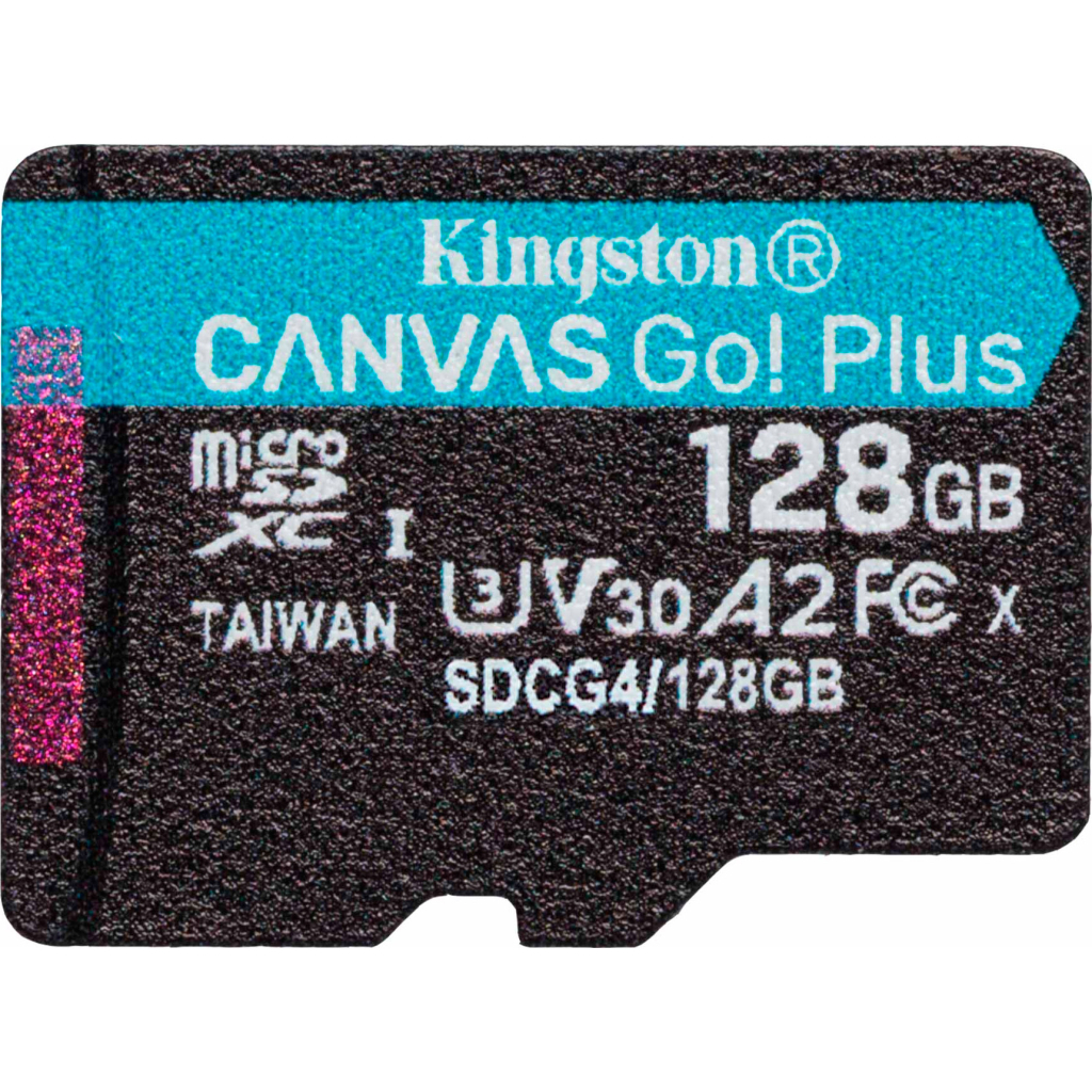 Карта пам'яті Kingston 128GB microSDXC сlass 10 UHS-I U3 V30 A2 Canvas Go Plus G4 (SDCG4/128GBSP) - зображення 1