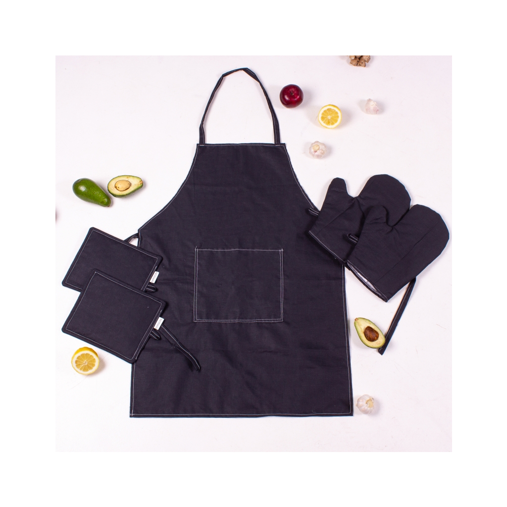 Фартух MirSon Набір 16-9000 Black Stone бязь дві прихватки + дві рукавички-прихватки + фартух (2200006752615) - picture 2