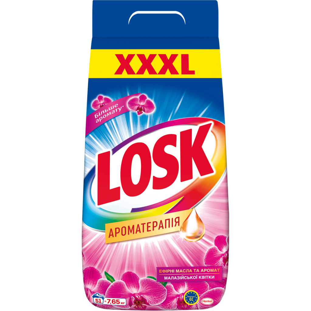 Пральний порошок Losk Ароматерапія Ефірні олії та аромат Малазійської квітки 7.65 кг (9000101547160) - зображення 1