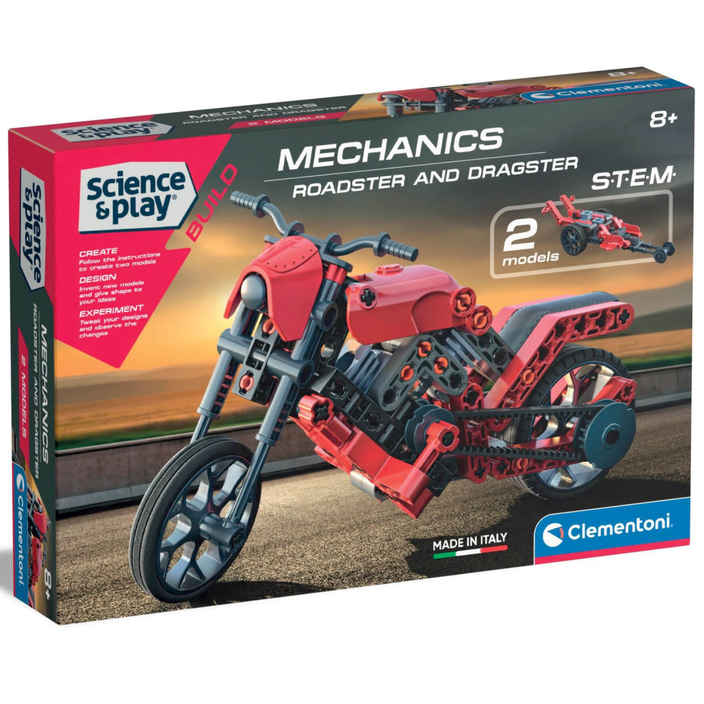 Конструктор Clementoni 2 в 1 Roadster & Dragster, серія Science & Play, 130 деталей (75079) - зображення 1