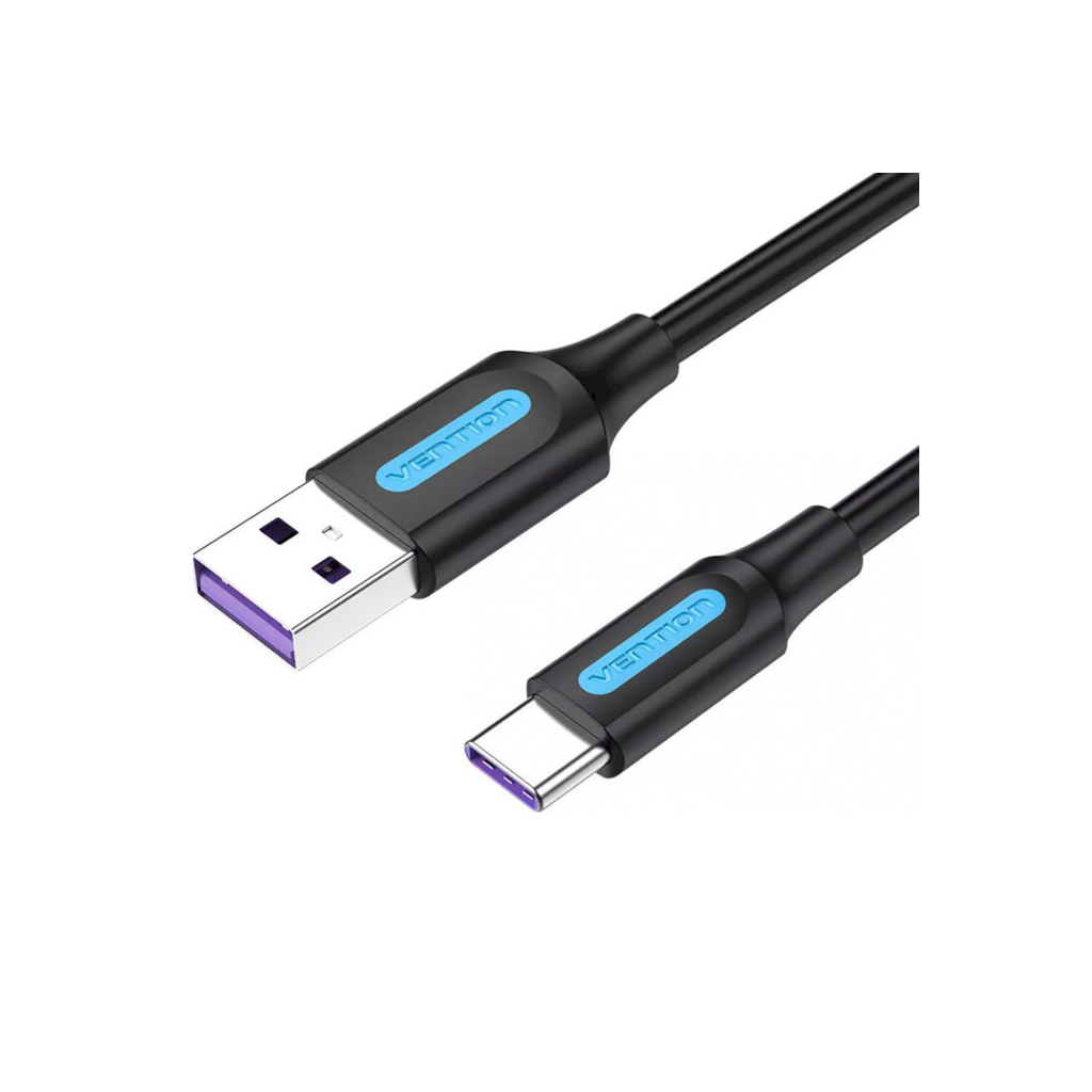 Дата кабель USB 2.0 AM to USB-C 0.5m 5.0A (25W) PVC black VENTION (CORBD) - picture 1