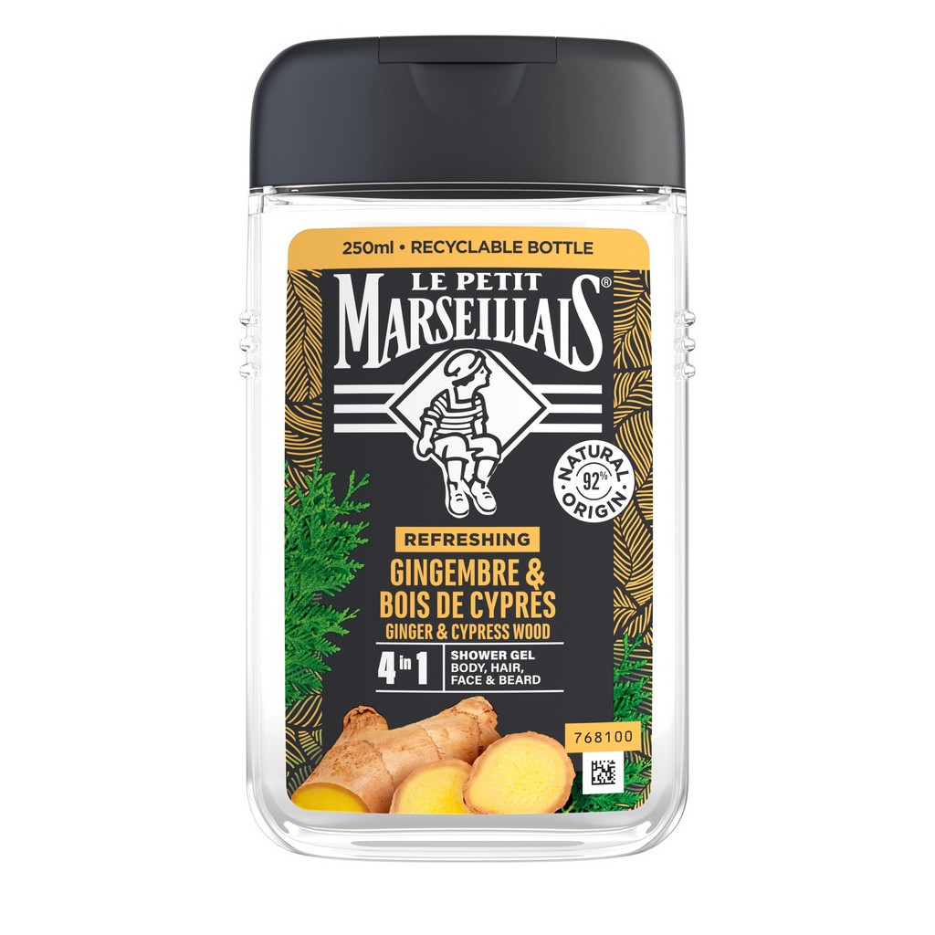 Гель для душу Le Petit Marseillais 4 в 1 Імбир і кипарисове дерево 250 мл (3574661633725/3574661714523) - изображение 1