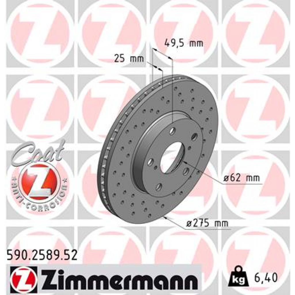 Гальмівний диск ZIMMERMANN 590.2589.52 - зображення 1