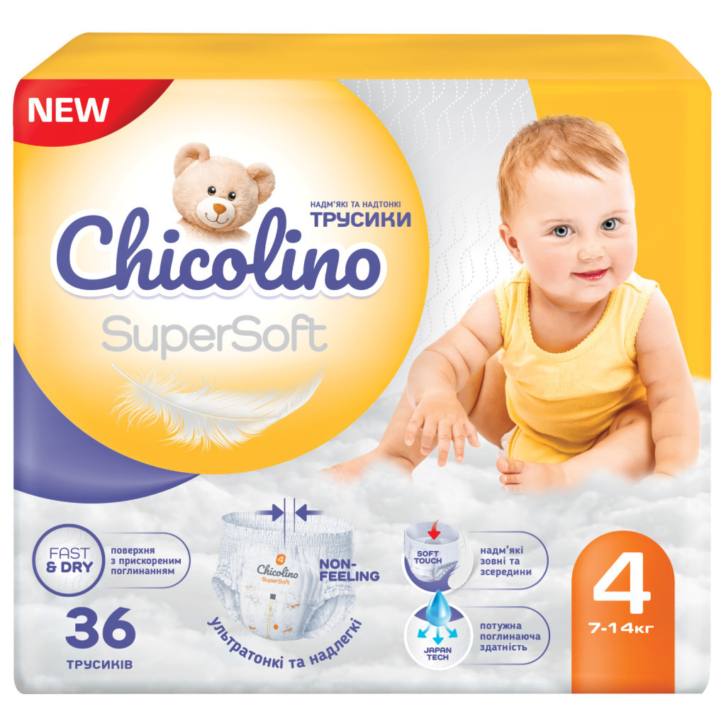 Підгузки Chicolino Super Soft Розмір 4 (7-14кг) 36 шт (4823098414445) - зображення 1