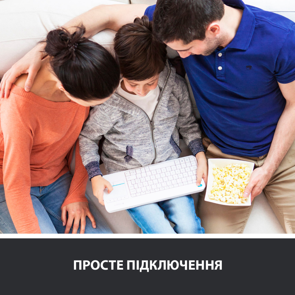 Клавіатура Logitech K400 Plus Touch Wireless UA White (920-007146) - зображення 5