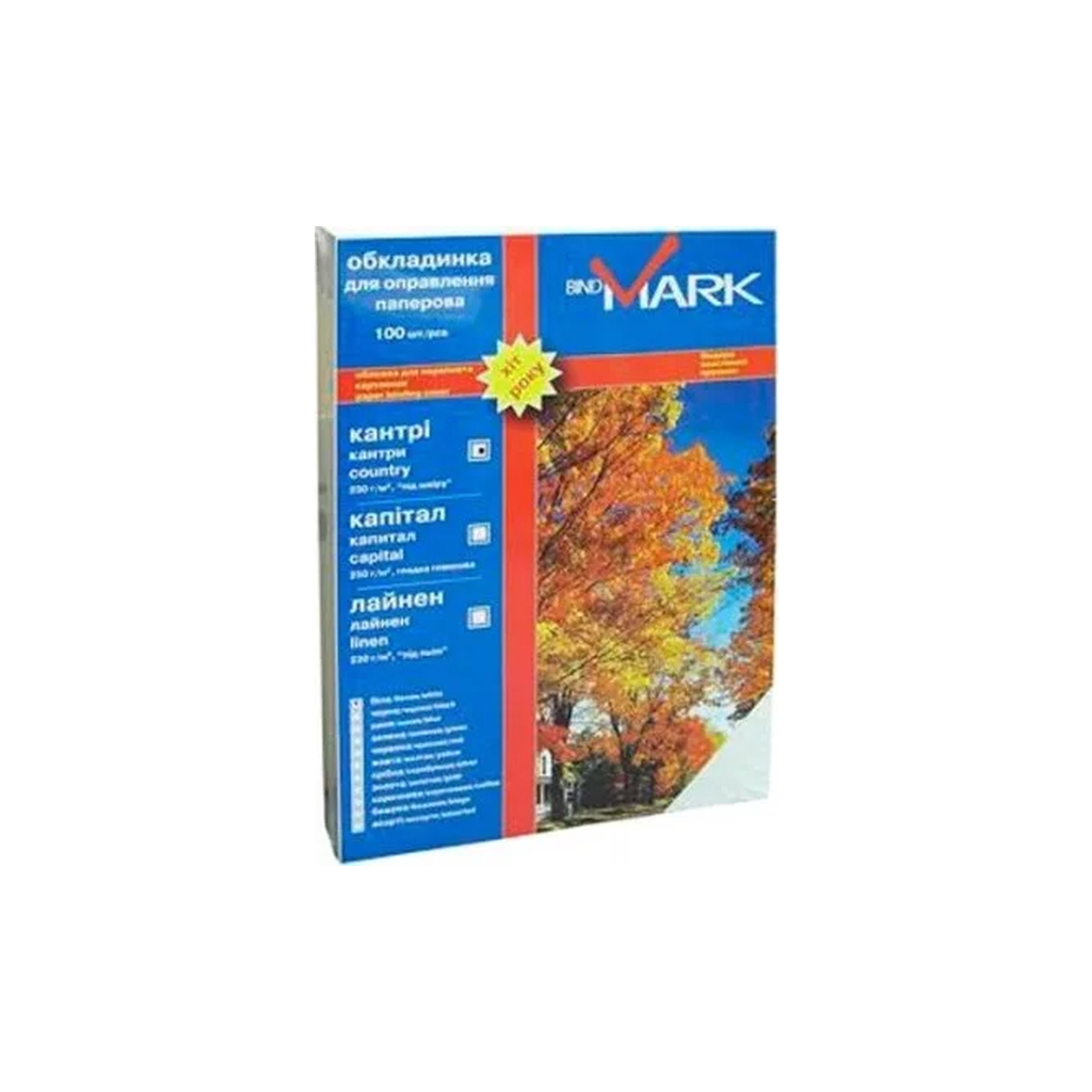 Обкладинка для палітурки bindMARK карт. Кантри А4 230 г/м2 (100 шт.) белая (41701) - изображение 1