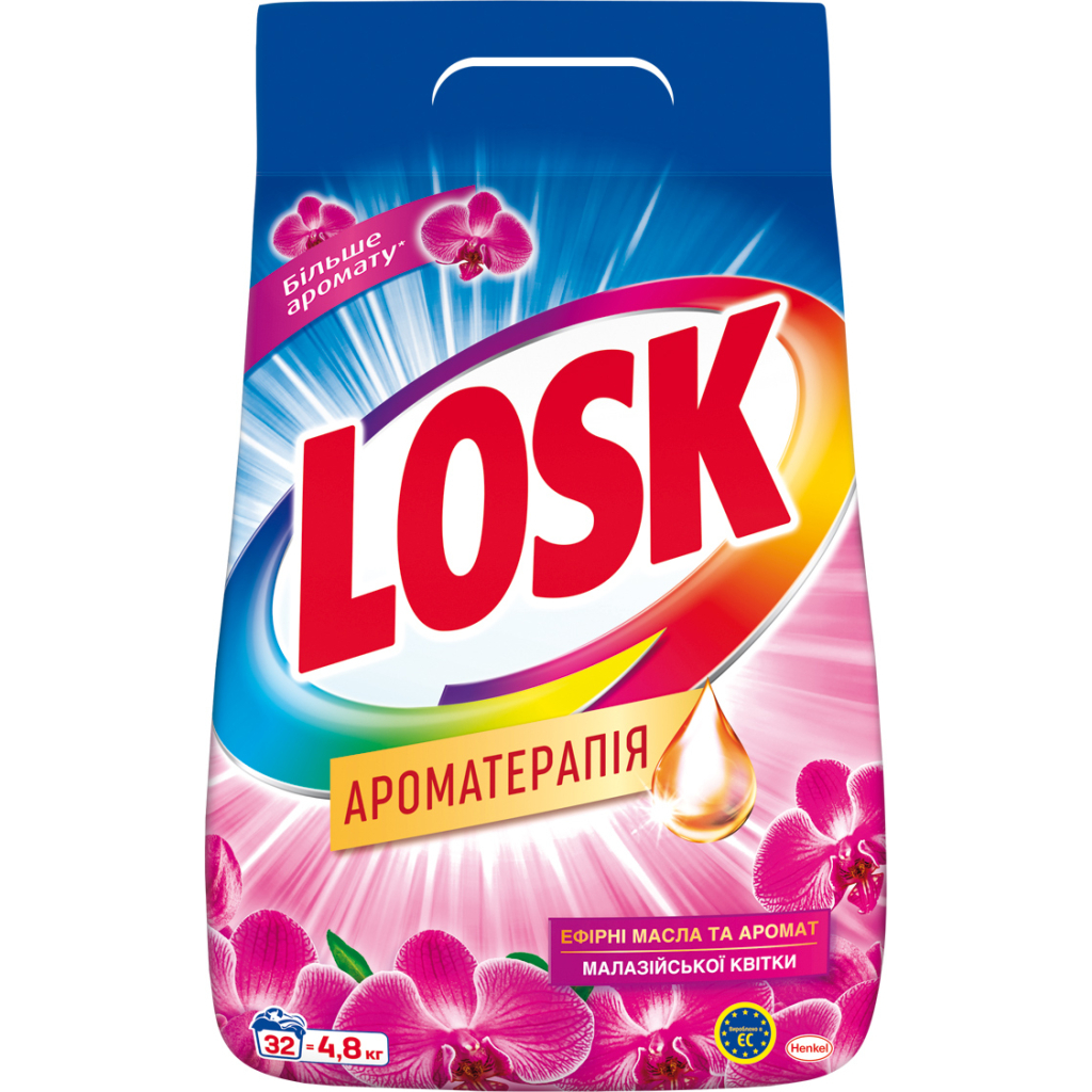 Пральний порошок Losk Ароматерапія Ефірні олії та ар. Малазійської квітки 4.8 кг (9000101547108) - зображення 1