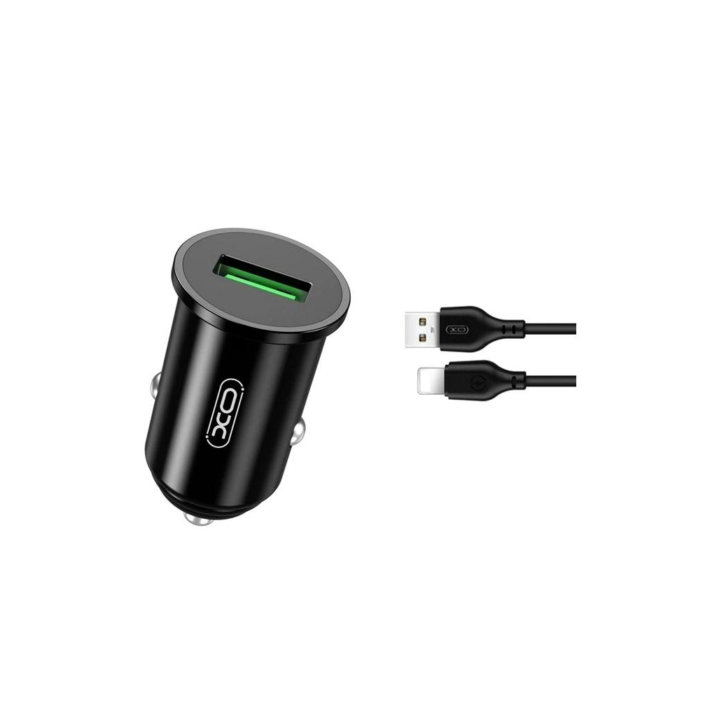 Зарядний пристрій XO USB QC3.0 18W + cable USB to Lightning black (TZ12-L-BK) - зображення 1