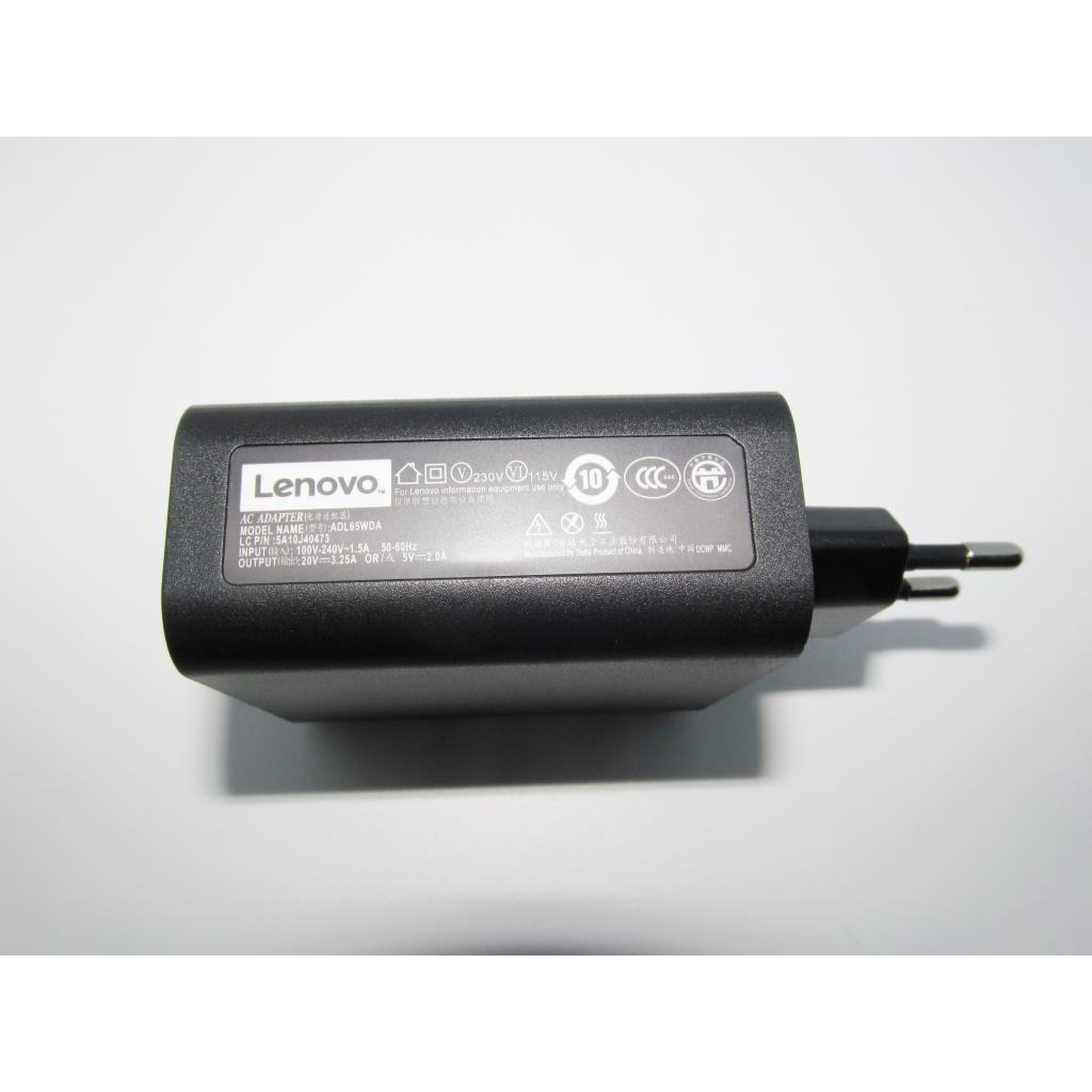 Блок живлення до ноутбуку Lenovo 65W 20V, 3.25A / 5V, 2A разъем bevel USB (косой) wall mount (ADL65WDA / A40248) - зображення 3