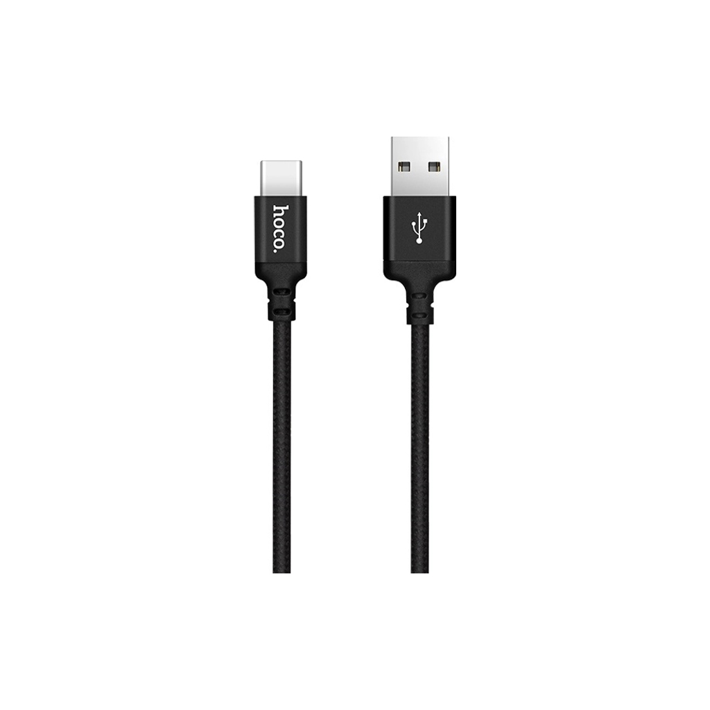 Дата кабель USB 2.0 AM to USB-C 1.0m 3A nylon black HOCO (6957531062868) - зображення 1