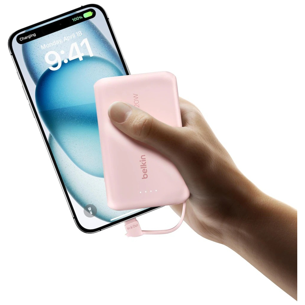 Батарея універсальна Belkin 10000mAh, 20W, USB-C, Pink (BPB021HQPK) - зображення 12