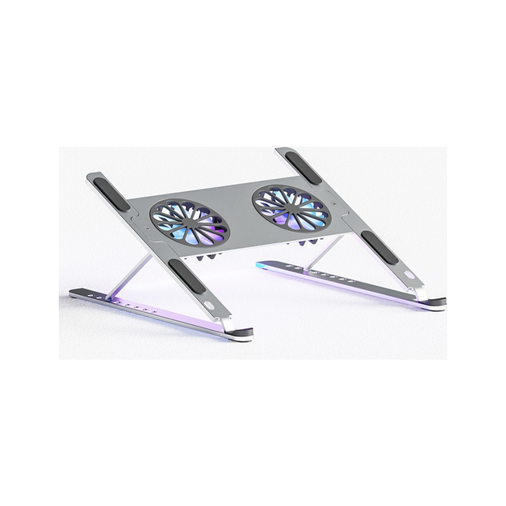 Підставка до ноутбука XoKo NST-101 Aluminium з активним охолодженням Silver (XK-NST-101-SL) - зображення 1
