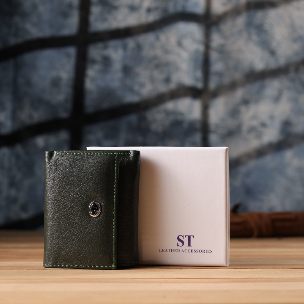 Гаманець ST Leather З натуральної шкіри Зелений (23083) - зображення 11