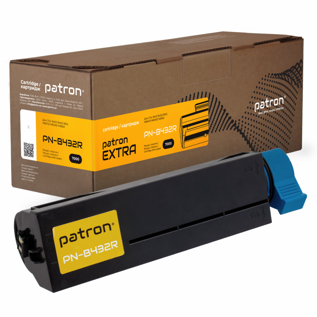 Тонер-картридж Patron OKI B412/B432/MB472/MB492/MB562, 45807120 Extra (PN-B432R) - изображение 1