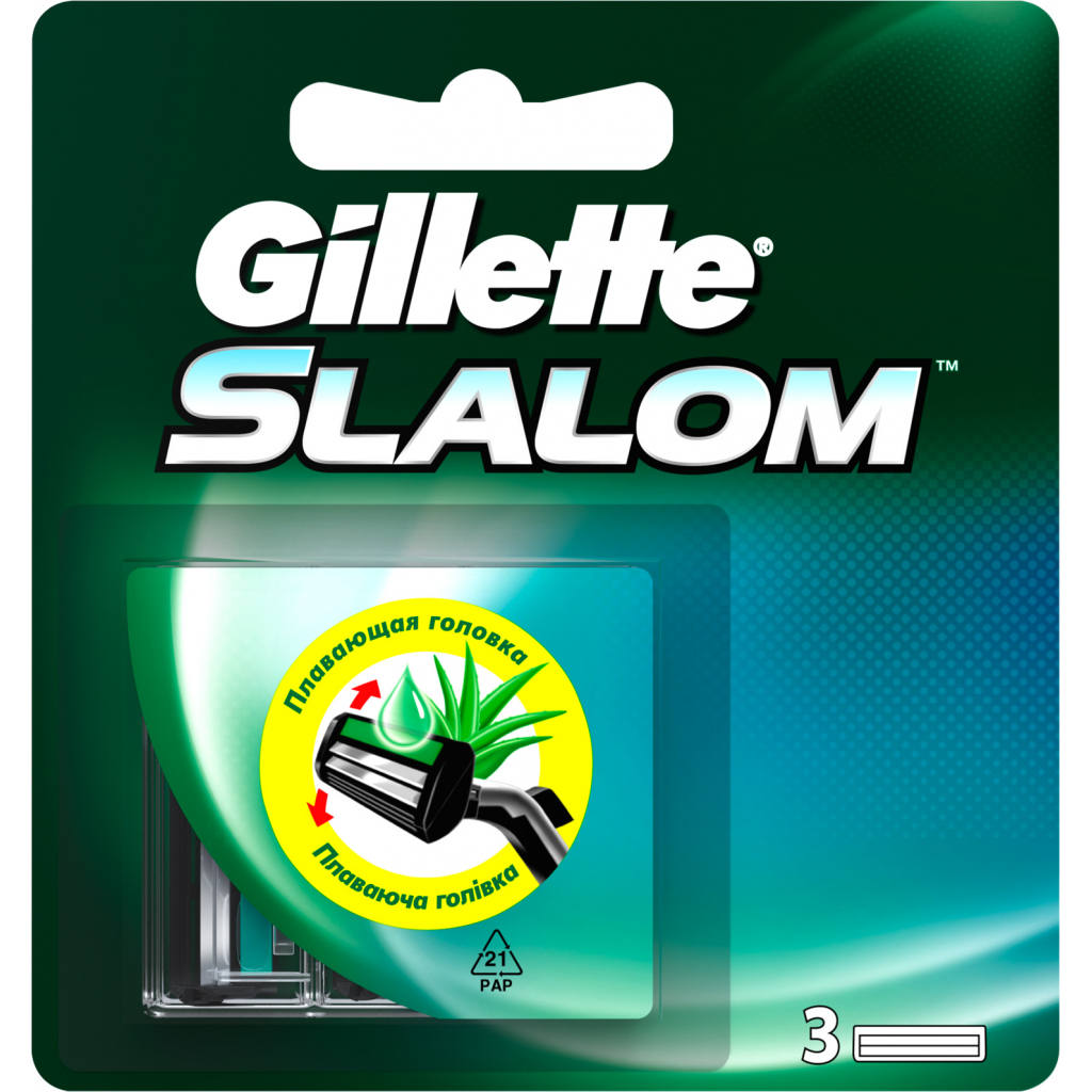 Змінні касети Gillette Slalom с увлажняющей лентой с экстрактом алое 3 шт (7702018867851) - зображення 1
