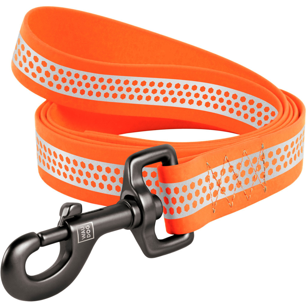 Повідець для собак WAUDOG Waterproof світловідбивний S Ш 15 мм Д 183 см помаранчевий (26064) - зображення 1