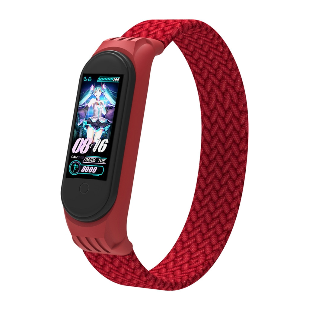 Ремінець до фітнес браслета Armorstandart Braided Solo Loop для Xiaomi Mi Band 4/5/6 Red size L (ARM58762) - зображення 1