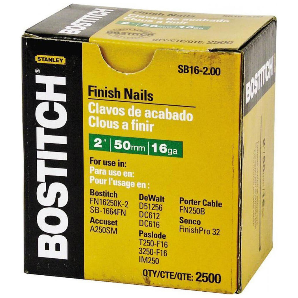 Цвяхи Bostitch оздоблювальні, тип "SB16", L=50 мм, капелюшок 3.0 мм, 2500 шт (SB16-2.00) - зображення 1