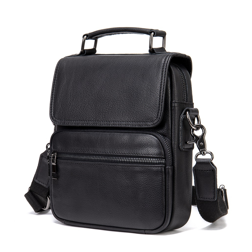 Сумка Vintage Вертикальна чоловіча у м'якій шкірі Чорна (20367) - зображення 2