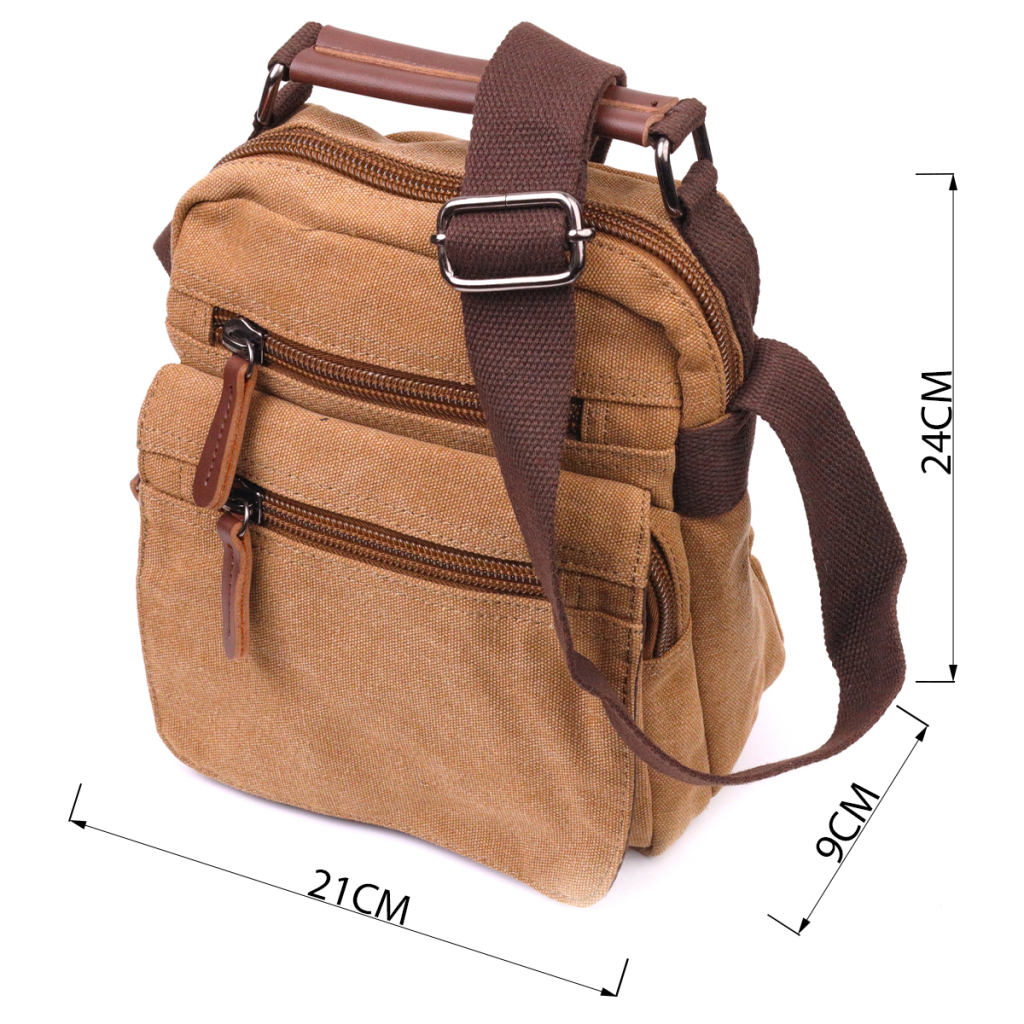 Сумка Vintage Чоловіча з щільного текстилю Коричнева (21226) - зображення 3