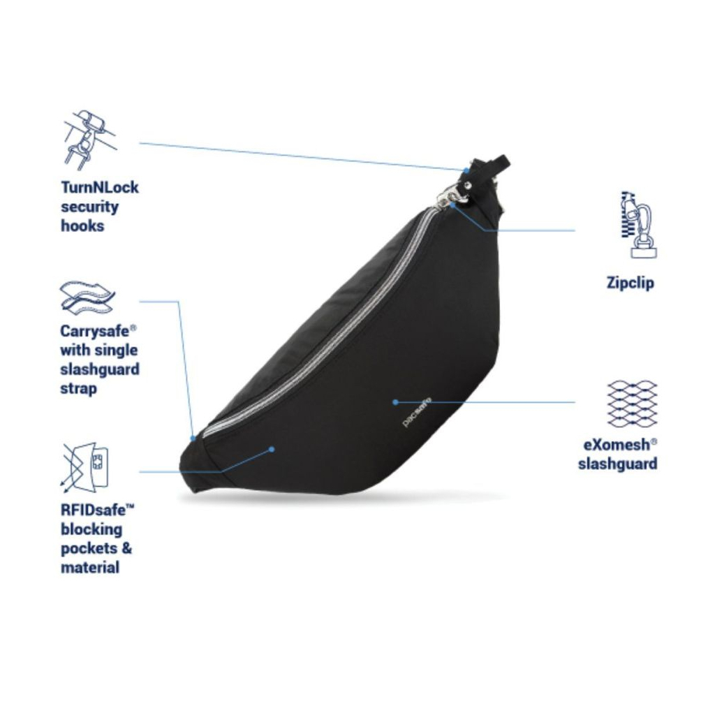 Сумка-бананка Pacsafe Stylesafe Sling Pack, чорна (20635100) - зображення 7