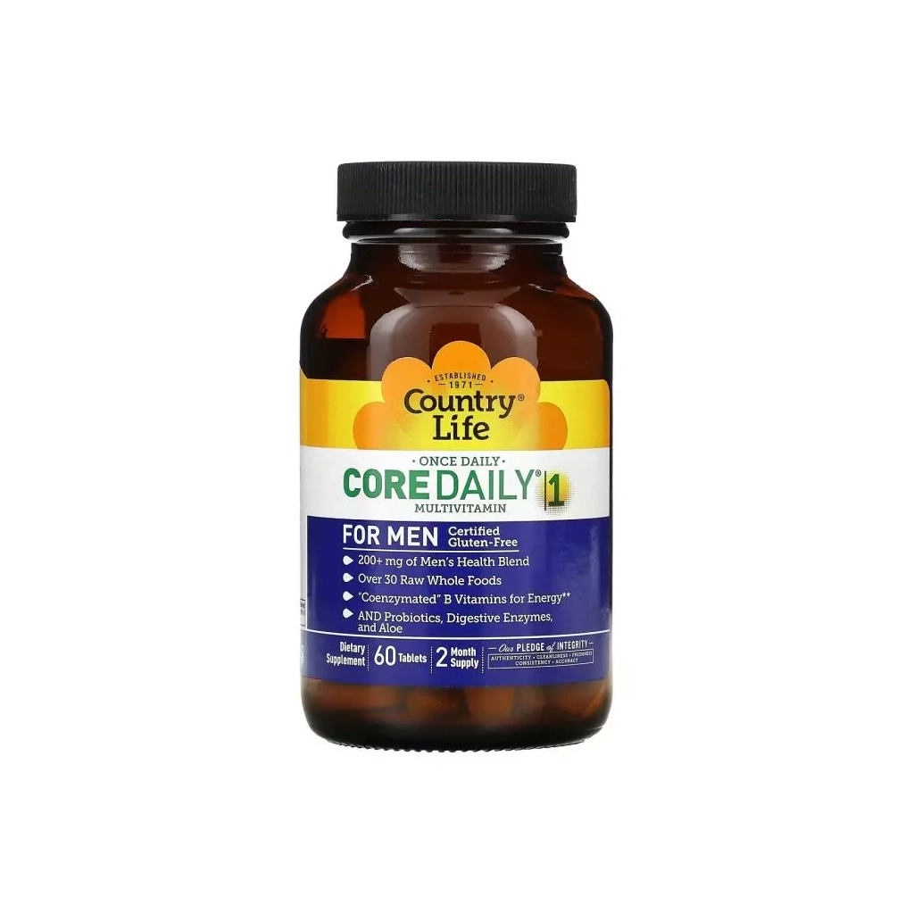 Мультивітамін Country Life Мультивітаміни для Чоловіків, Core Daily-1 for Men, 60 таблеток (CLF-08190) - зображення 1