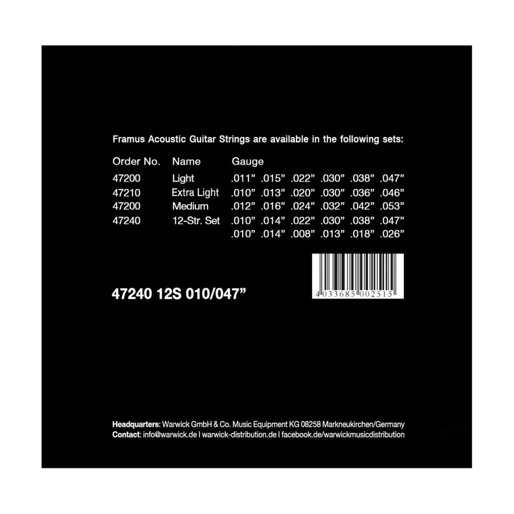Струни для гітари Framus Phosphor Bronze Light 12-String (10-47) (47240 12S) - зображення 2