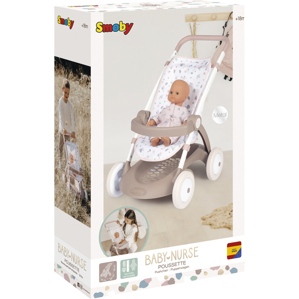 Коляска для ляльок Smoby Baby Nurse Прогулянка з кошиком Рожева пудра (254018) - зображення 4