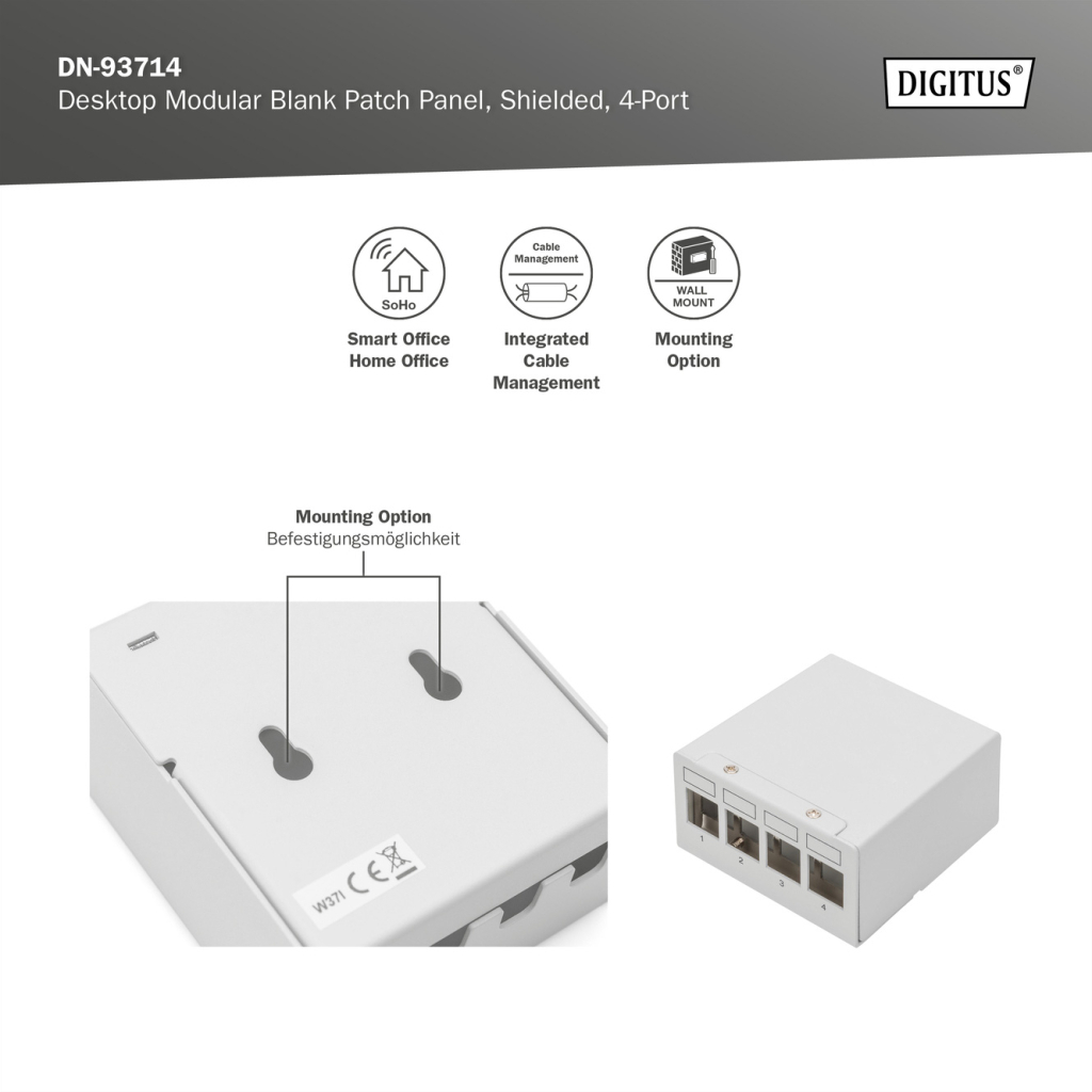 Патч-панель настільна, 4 порти, модульна Digitus (DN-93714) - изображение 9