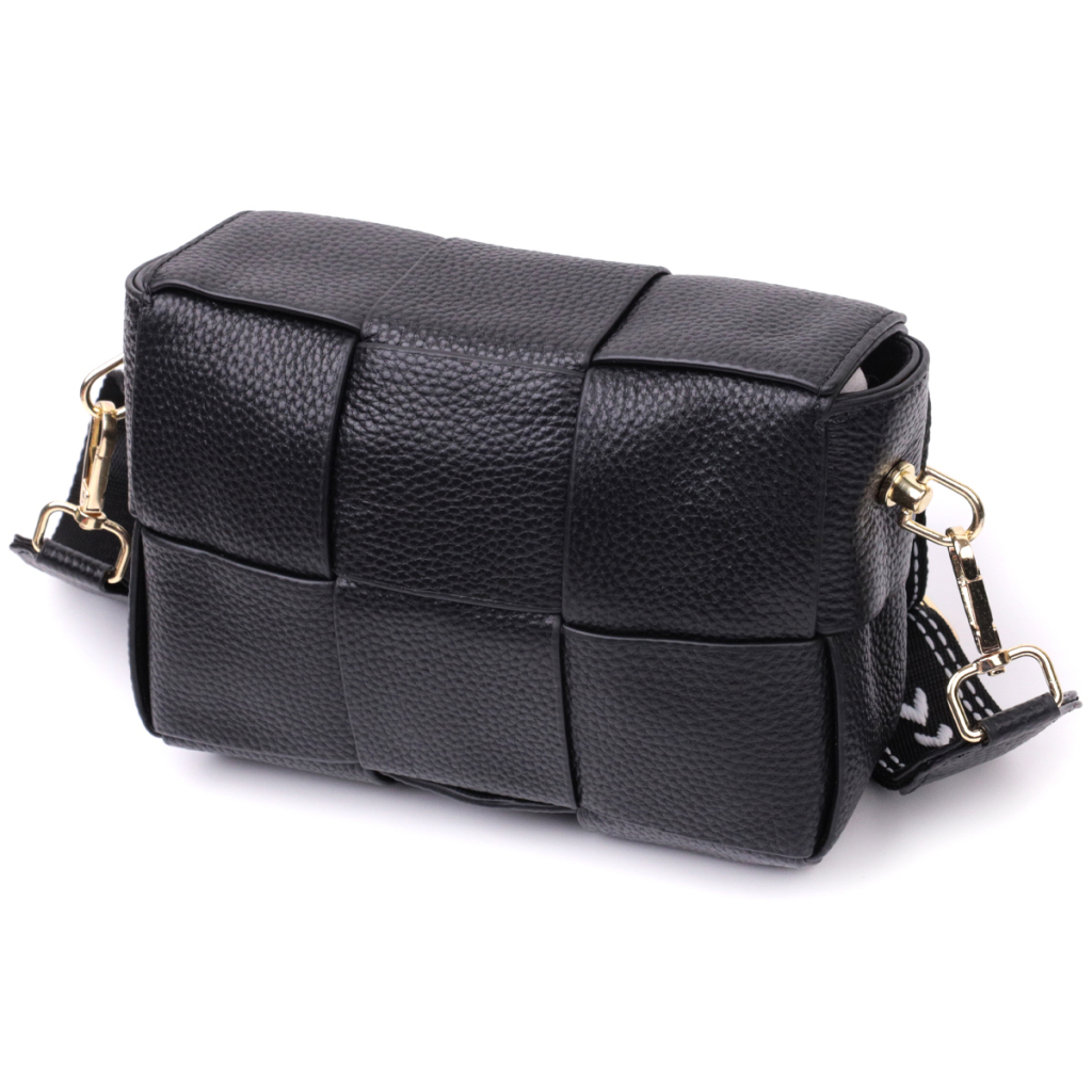 Сумка Vintage Жіноча з плетіннями з натуральної шкіри Чорна (22313) - зображення 2