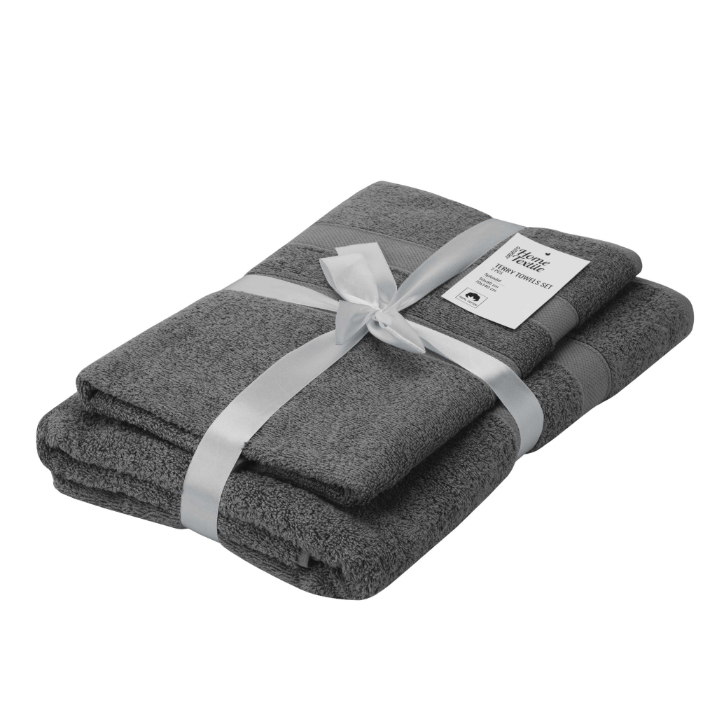 Рушник Ardesto набір махрових Splendid 50х90 см, 70х140 см, 2шт, 100% бавовна, сірий темний (ART2359DG) - изображение 1