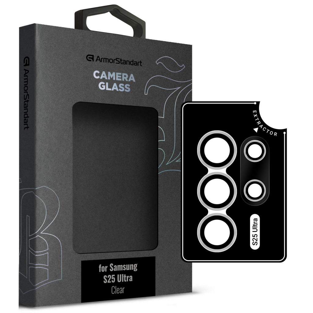 Скло захисне Armorstandart Camera Supreme BI Samsung S25 Ultra Black Clear (ARM83223) - зображення 1