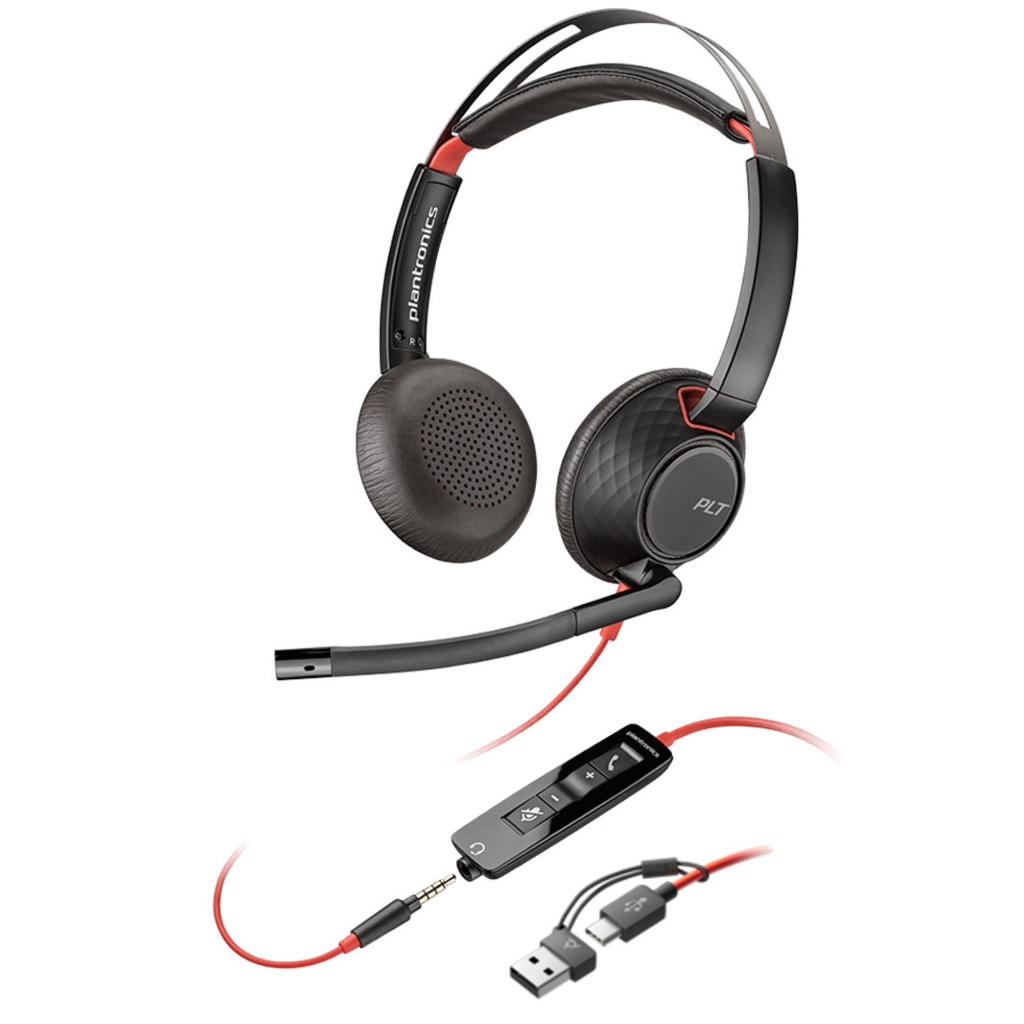 Навушники Poly Blackwire 5220 USB-A/USB-C 3.5 мм Black (8X231AA) - зображення 1