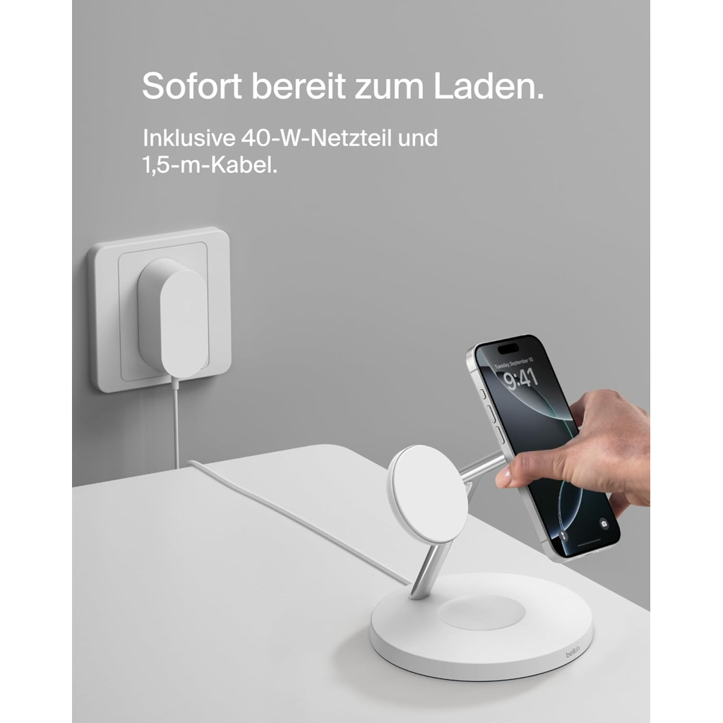 Зарядний пристрій Belkin 3in1 Magnetic Pad Qi2 15W White (WIZ032KQWH) - зображення 7