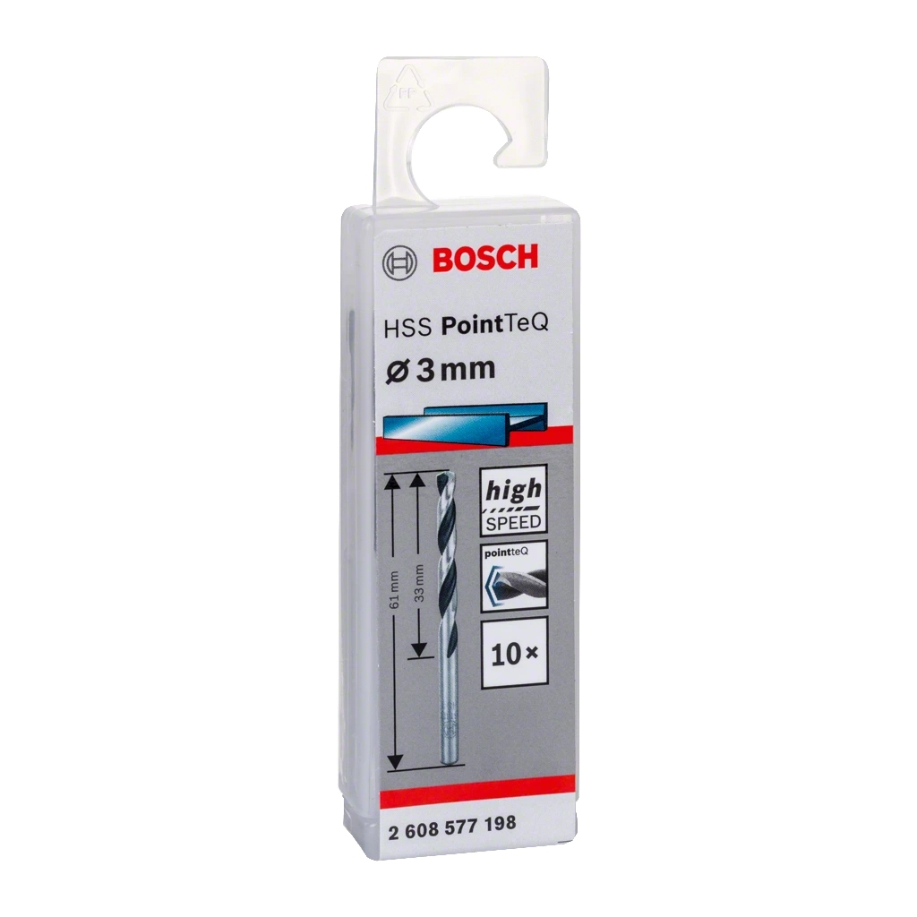 Свердло Bosch по металу HSS-PointTeQ, 3х33х61мм, 10шт (2.608.577.198) - зображення 2